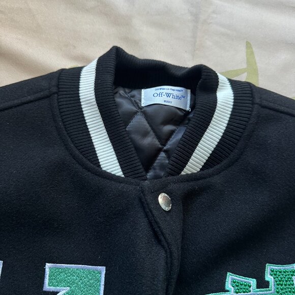 Crocodile Wool Leather Varsity Jacket - Picture 11 of 12